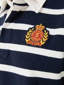 Rugby-Poloshirt Marineblau/Weiß