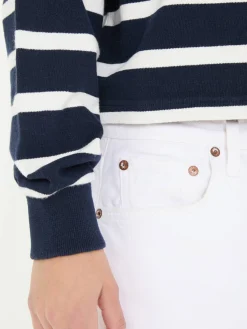 Rugby-Poloshirt Marineblau/Weiß