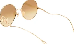 Runde Sonnenbrille mit Logo Gold