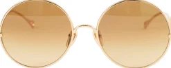 Runde Sonnenbrille mit Logo Gold