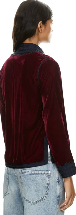 Samtblazer mit orientalischem Strickmuster Bordeaux