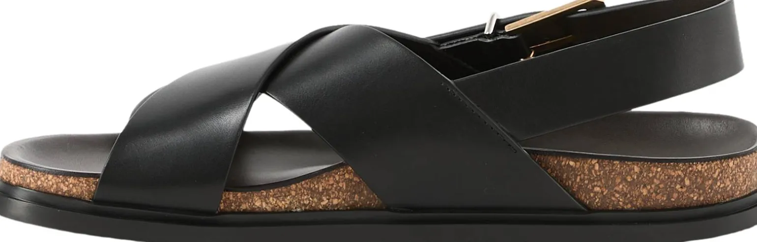 Sandale 'Buckle' aus Kalbsleder Schwarz