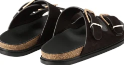 Sandale 'Buckle Slide' Dunkelbraun