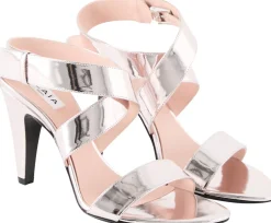 Sandalen aus Kalbsleder in Spiegel-Optik Rosé