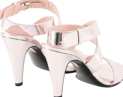 Sandalen aus Kalbsleder in Spiegel-Optik Rosé