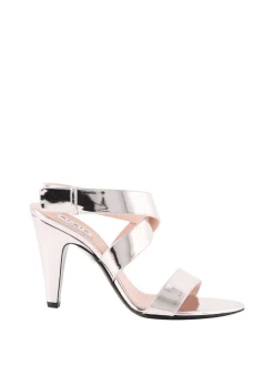 Sandalen aus Kalbsleder in Spiegel-Optik Rosé