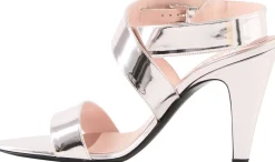 Sandalen aus Kalbsleder in Spiegel-Optik Rosé