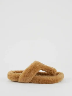 Sandalen 'Ease' aus Shearling Beige