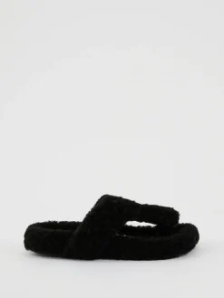 Sandalen 'Ease' aus Shearling Schwarz