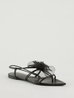 Sandalen mit Blumenverzierung Schwarz