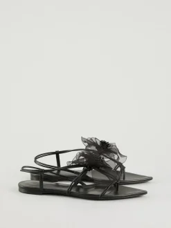 Sandalen mit Blumenverzierung Schwarz