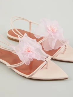 Sandalen mt Blumenapplikation Pink