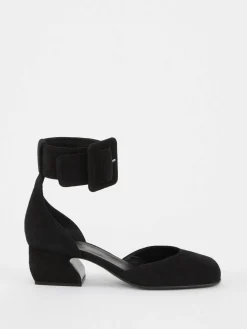 Sandalette aus Veloursleder Schwarz