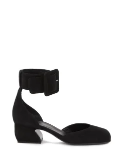 Sandalette aus Veloursleder Schwarz