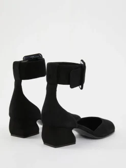 Sandalette aus Veloursleder Schwarz