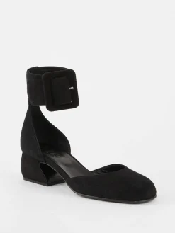 Sandalette aus Veloursleder Schwarz