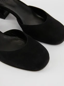 Sandalette aus Veloursleder Schwarz