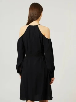 Schulterfreies-Kleid Schwarz