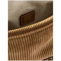 Schultertasche aus Cord Cognac