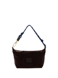 Schultertasche aus Cord Dunkelbraun