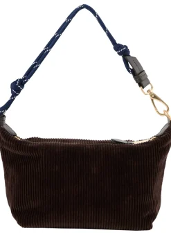 Schultertasche aus Cord Dunkelbraun
