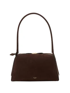 Schultertasche 'Le Bouledogue' aus Nubukleder Dunkelbraun