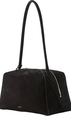 Schultertasche 'Le Bulldog Medium' aus Nubukleder Schwarz