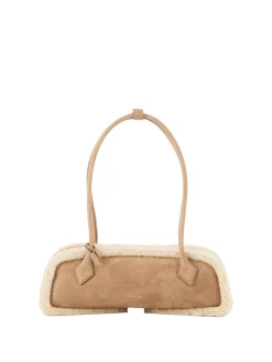 Schultertasche 'Le Teckel Medium' aus Merino Shearling Camel