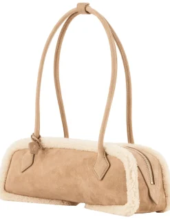 Schultertasche 'Le Teckel Medium' aus Merino Shearling Camel