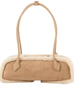 Schultertasche 'Le Teckel Medium' aus Merino Shearling Camel