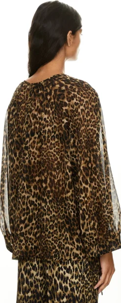 Seidenbluse 'Acadia' mit Leopardenmuster Braun