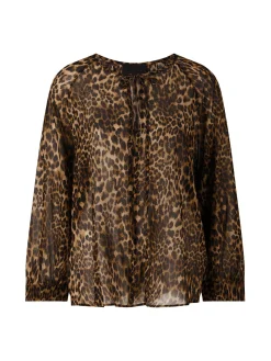 Seidenbluse 'Acadia' mit Leopardenmuster Braun