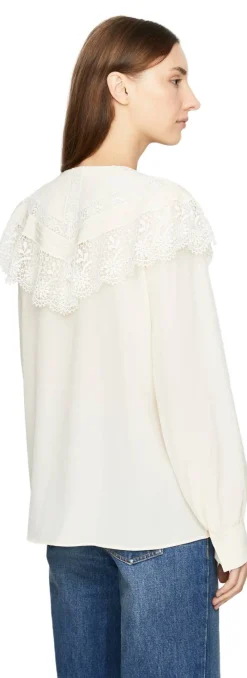 Seidenbluse aus Crêpe de Chine Crème