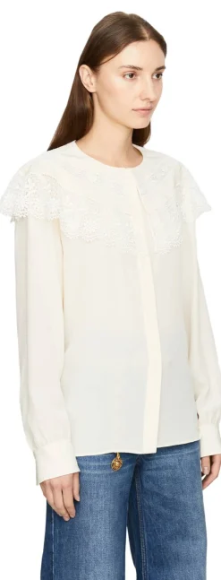Seidenbluse aus Crêpe de Chine Crème