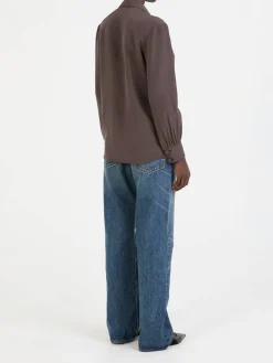 Seidenbluse Braun
