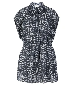 Seidenbluse 'Cattino' Schwarz/Crème