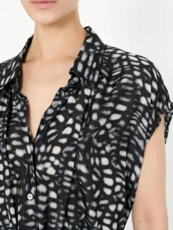 Seidenbluse 'Cattino' Schwarz/Crème
