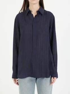 Seidenbluse Marineblau