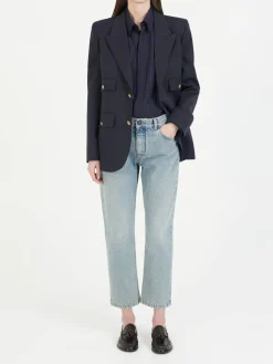 Seidenbluse Marineblau