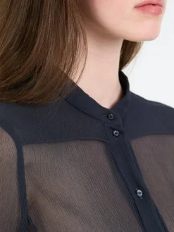 Seidenbluse Marineblau