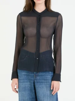 Seidenbluse Marineblau