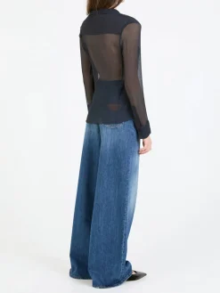 Seidenbluse Marineblau