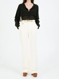 Seidenbluse mit Cape Schwarz