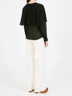 Seidenbluse mit Cape Schwarz