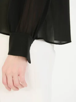 Seidenbluse mit Cape Schwarz