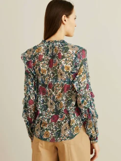 Seidenbluse mit floralem Print 'Abra' Multi