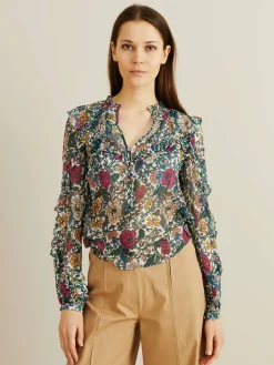 Seidenbluse mit floralem Print 'Abra' Multi