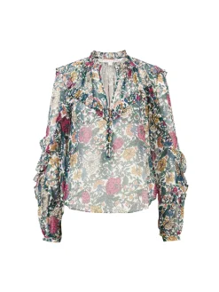 Seidenbluse mit floralem Print 'Abra' Multi
