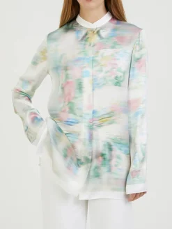 Seidenbluse mit graphischen Print Multi