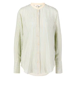Seidenbluse mit kontrastierenden Streifen Beige/Grün